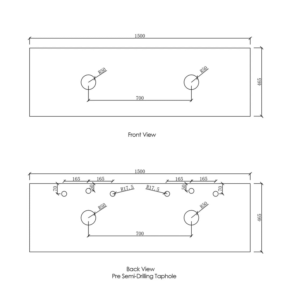 OTTI NATURAL CARRARA WHITE ABOVE COUNTER DOUBLE VANITY MARBLE STONE TOP (AVAILABLE IN 1200MM, 1500MM AND 1800MM)