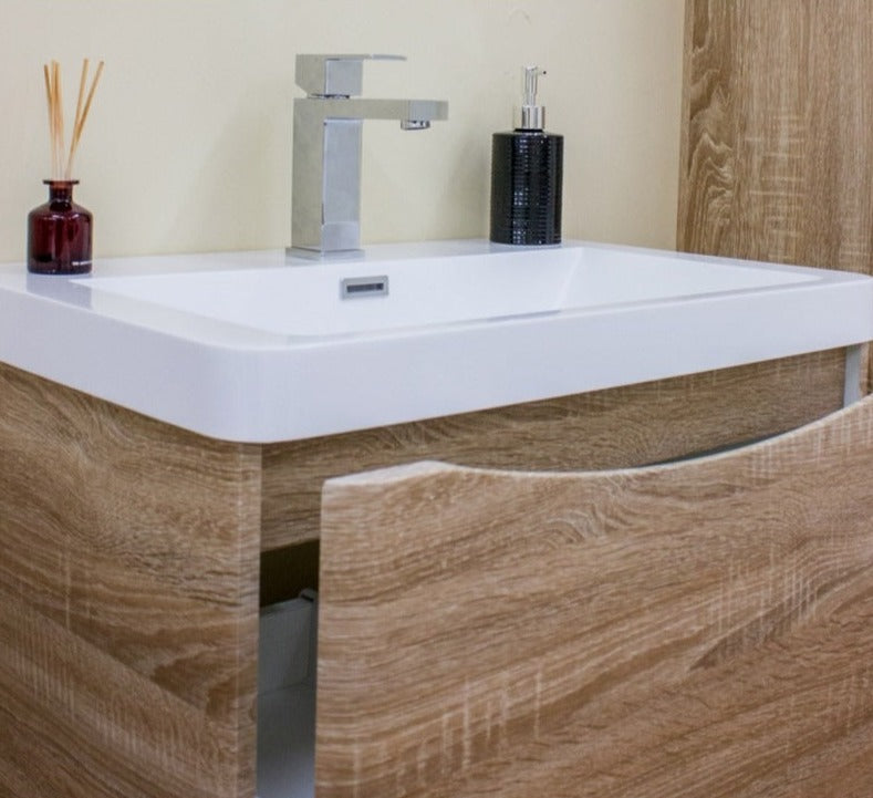 BEL BAGNO ANCONA WHITE OAK 1200MM SINGLE BOWL WALL HUNG VANITY AND BASIN