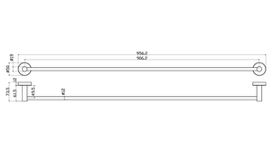 IKON OTUS SLIMLINE SS304 NON-HEATED TOWEL RAIL SINGLE 900MM - Technical Diagram