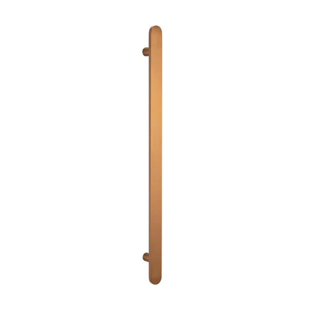 RADIANT HEATING VERTICAL FLAT BAR HEATED SINGLE TOWEL RAIL BRUSHED BRONZE 930MM