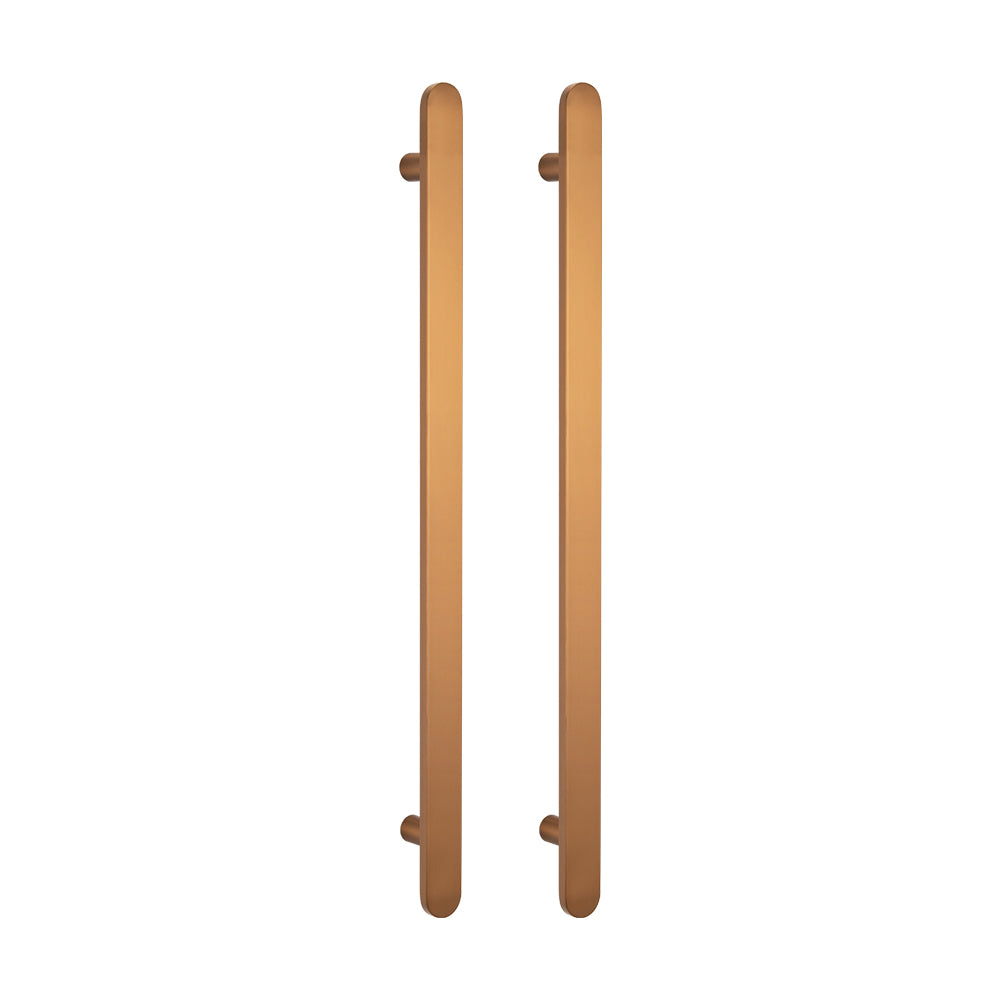 RADIANT HEATING VERTICAL FLAT BAR HEATED SINGLE TOWEL RAIL BRUSHED BRONZE 930MM