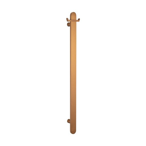 RADIANT HEATING VERTICAL FLAT BAR HEATED SINGLE TOWEL RAIL BRUSHED BRONZE 930MM