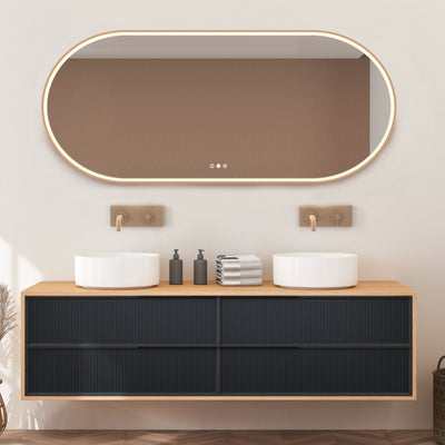 RADIANT HEATING AURA KÄPSEL LED MIRROR BRUSHED BRONZE 1500X745MM