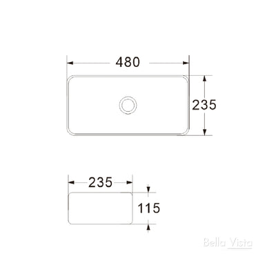 BELLA VISTA RIVA ABOVE COUNTER BASIN BLACK 480MM