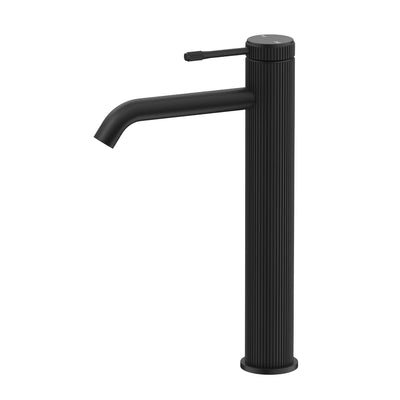 BELLA VISTA MICA FLUTED LEAD FREE TALL BASIN MIXER 290MM BLACK