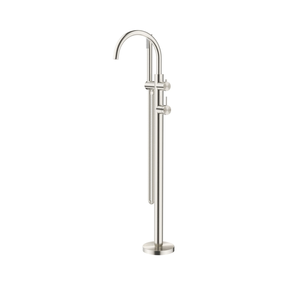 BELLA VISTA MICA FREESTANDING BATH MIXER WITH HAND SHOWER 850MM BRUSHED NICKEL