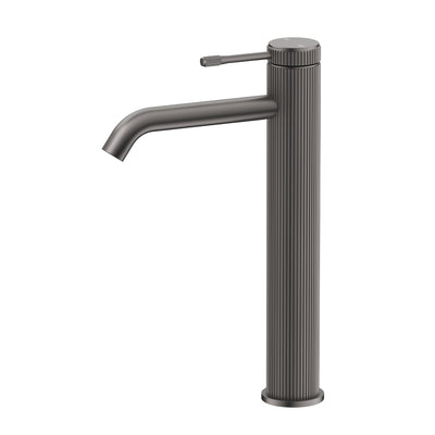 BELLA VISTA MICA FLUTED LEAD FREE TALL BASIN MIXER 290MM GUN METAL