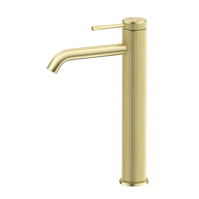 BELLA VISTA MICA FLUTED LEAD FREE TALL BASIN MIXER 290MM FRENCH GOLD