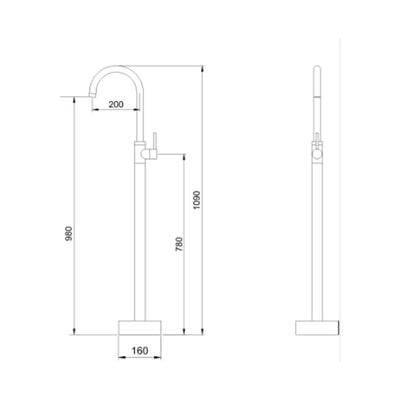 BELLA VISTA MICA FREESTANDING BATH MIXER 980MM BLACK