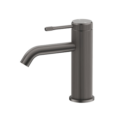 BELLA VISTA MICA FLUTED LEAD FREE BASIN MIXER 160MM GUN METAL