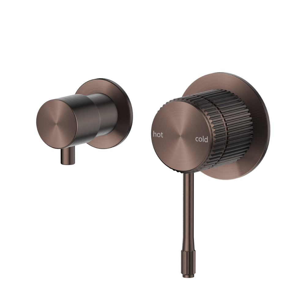 BELLA VISTA MICA FLUTED SHOWER MIXER DIVERTER SIDEWAYS 151MM DUSK BRONZE