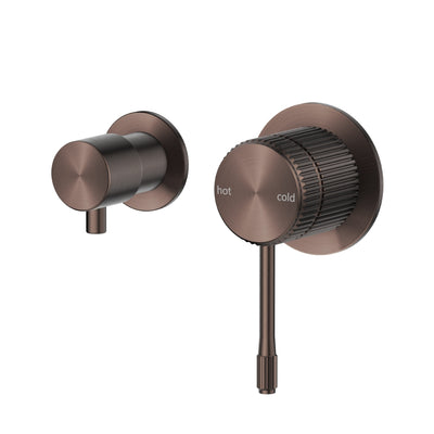 BELLA VISTA MICA FLUTED SHOWER MIXER DIVERTER SIDEWAYS 151MM DUSK BRONZE