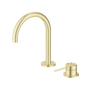 BELLA VISTA MICA GOOSENECK HOB BASIN MIXER SET 225MM FRENCH GOLD