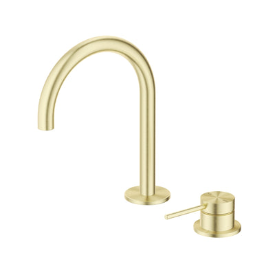 BELLA VISTA MICA LEAD FREE GOOSENECK HOB BASIN MIXER SET 225MM FRENCH GOLD