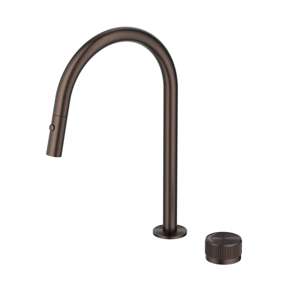 BELLA VISTA LEAD FREE MICA FLUTED PULL-OUT HOB MIXER SET 375MM DUSK BRONZE