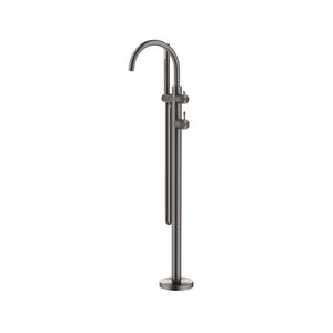 BELLA VISTA MICA FLUTED FREESTANDING BATH MIXER WITH HAND SHOWER 850MM GUNMETAL