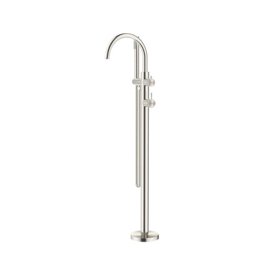 BELLA VISTA MICA FLUTED FREESTANDING BATH MIXER WITH HAND SHOWER 850MM BRUSHED NICKEL