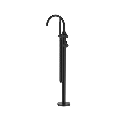 BELLA VISTA MICA FLUTED FREESTANDING BATH MIXER WITH HAND SHOWER 850MM BLACK