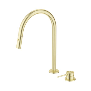 BELLA VISTA MICA PULL-OUT HOB MIXER SET 375MM FRENCH GOLD