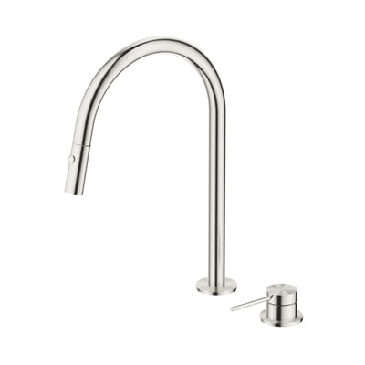 BELLA VISTA MICA LEAD FREE PULL-OUT HOB MIXER SET 375MM BRUSHED NICKEL