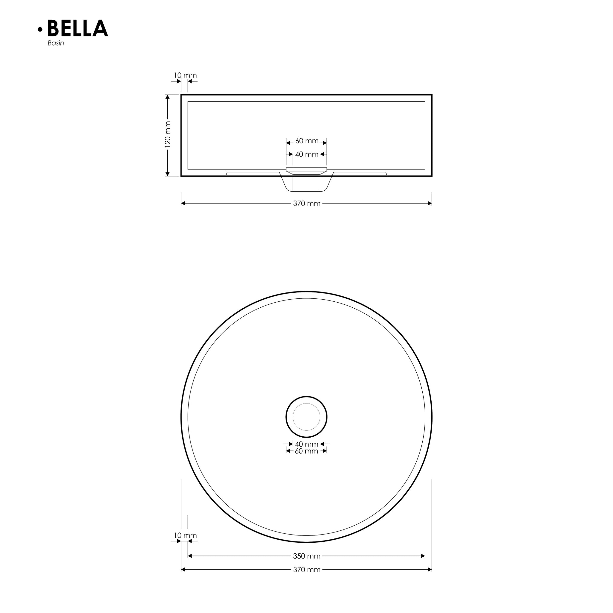 MADU BELLA ROUND ABOVE COUNTER BASIN TERRAZO STONE WHITE 370MM