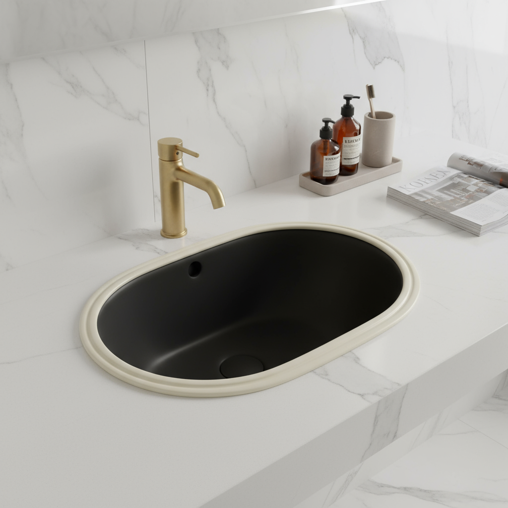 TURNER HASTINGS NARVA OVAL UNDER COUNTER PILL BASIN MATTE BLACK 570MM