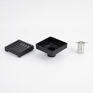 RADIANT HEATING SQUARE SLOTTED FLOOR GRATE 100MM MATTE BLACK