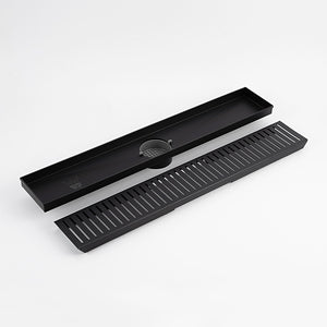 Radiant Heating Linear Slotted Floor Grate 900mm Matte Black - top view