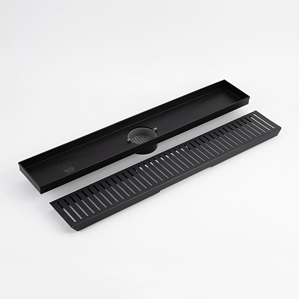 RADIANT HEATING LINEAR SLOTTED FLOOR GRATE MATTE BLACK (AVAILABLE IN 600MM, 700MM, 800MM AND 900MM)