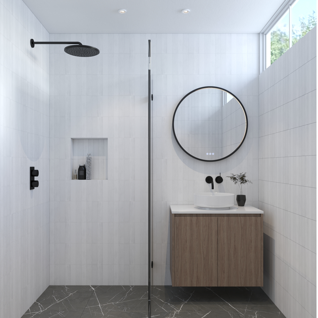 RADIANT HEATING GLÖDA OLËK LED MIRROR BLACK 600MM