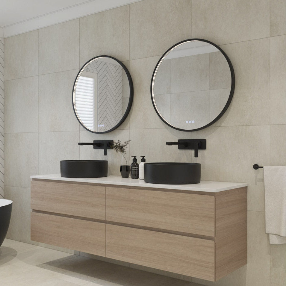 RADIANT HEATING GLÖDA OLËK LED MIRROR BLACK 600MM