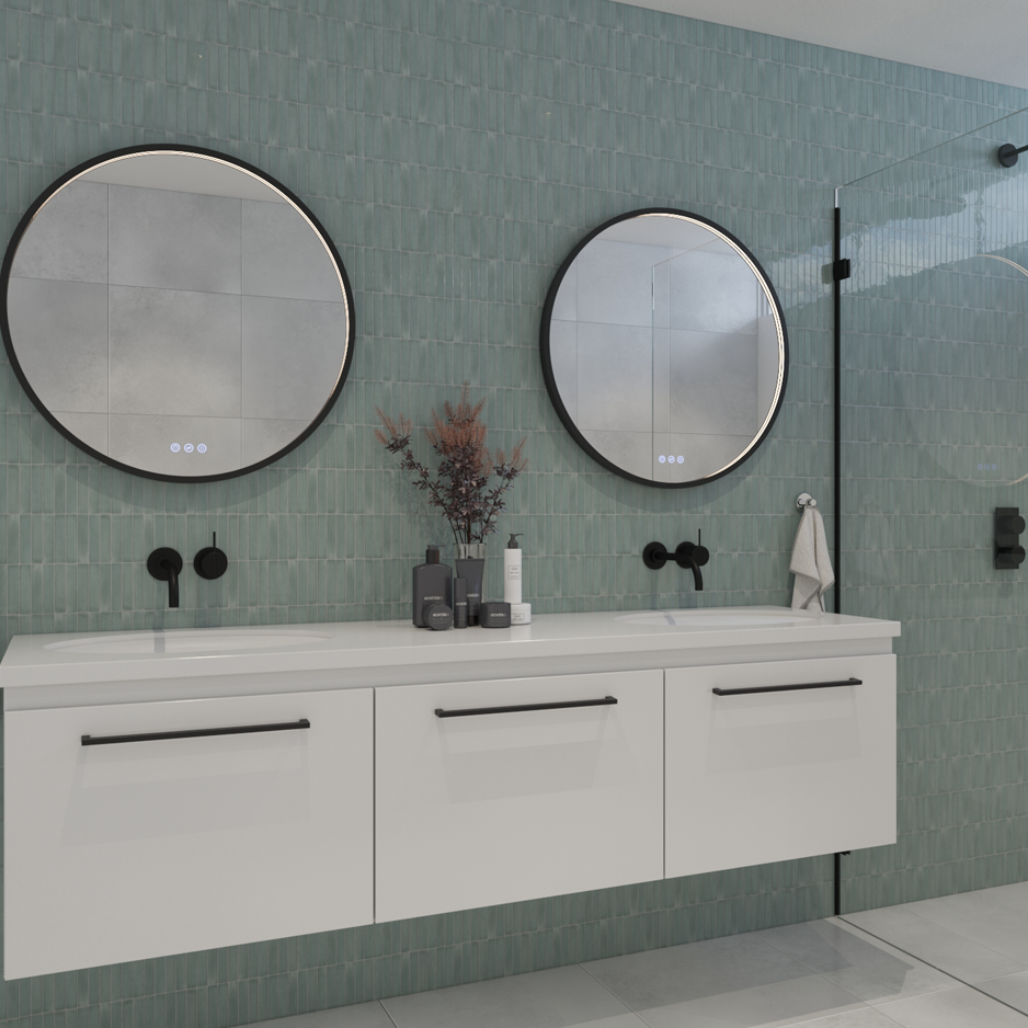 RADIANT HEATING GLÖDA OLËK LED MIRROR BLACK 600MM