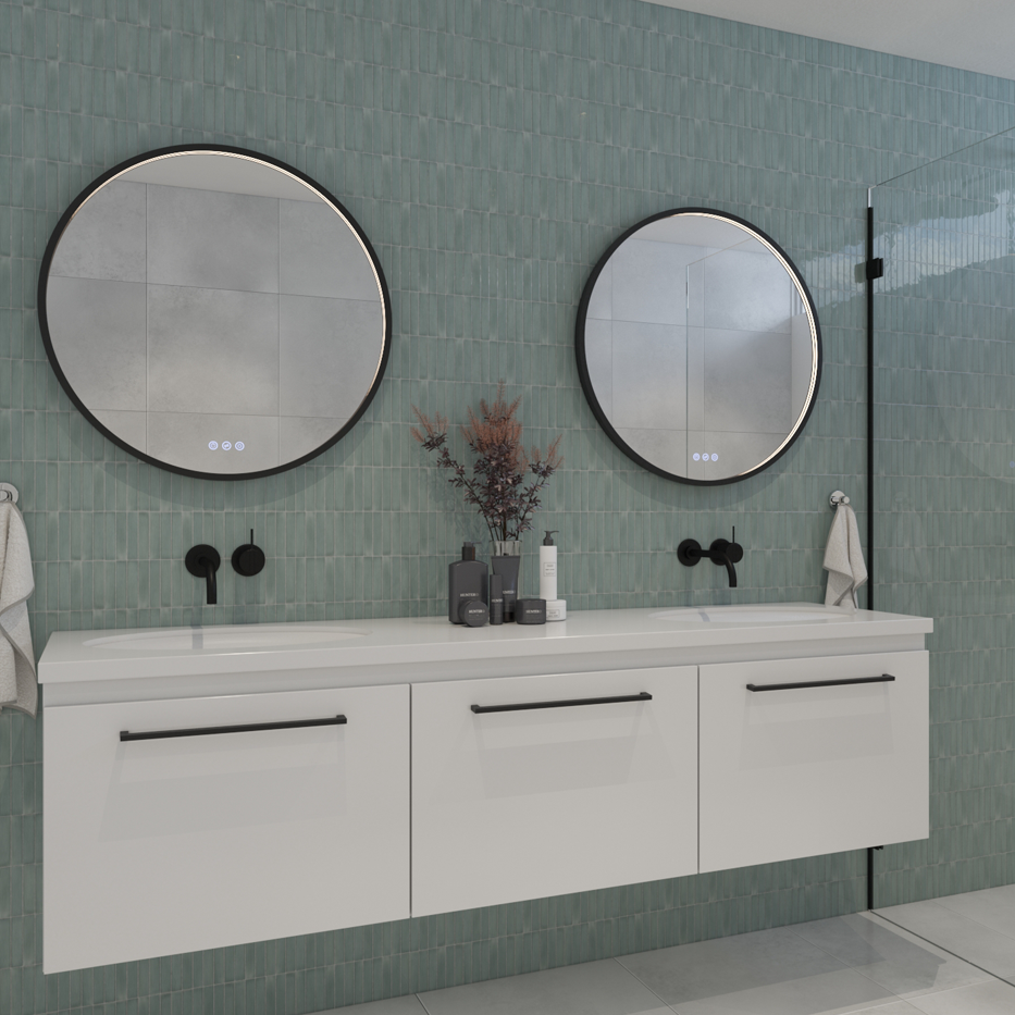 RADIANT HEATING GLÖDA OLËK LED MIRROR BLACK 900MM