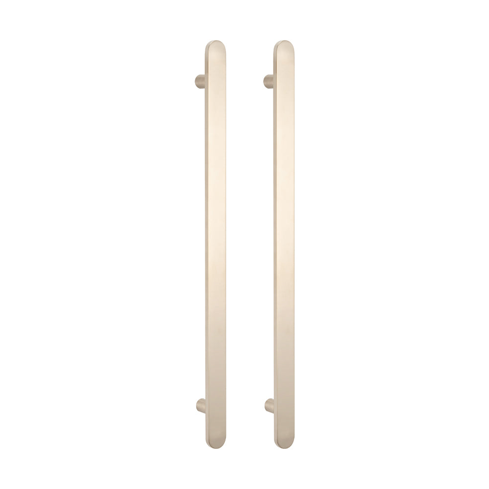 RADIANT HEATING VERTICAL FLAT BAR HEATED SINGLE TOWEL RAIL BRUSHED NICKEL 930MM