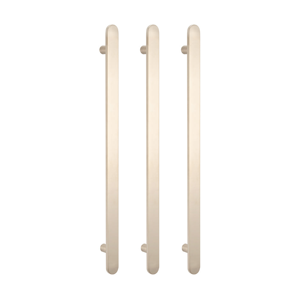 RADIANT HEATING VERTICAL FLAT BAR HEATED SINGLE TOWEL RAIL BRUSHED NICKEL 930MM