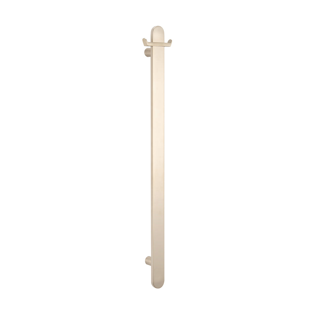 RADIANT HEATING VERTICAL FLAT BAR HEATED SINGLE TOWEL RAIL BRUSHED NICKEL 930MM