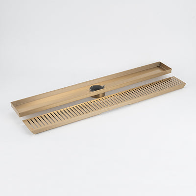 RADIANT HEATING LINEAR SLOTTED FLOOR GRATE WARM BRUSHED NICKEL (AVAILABLE IN 600MM, 700MM, 800MM AND 900MM)