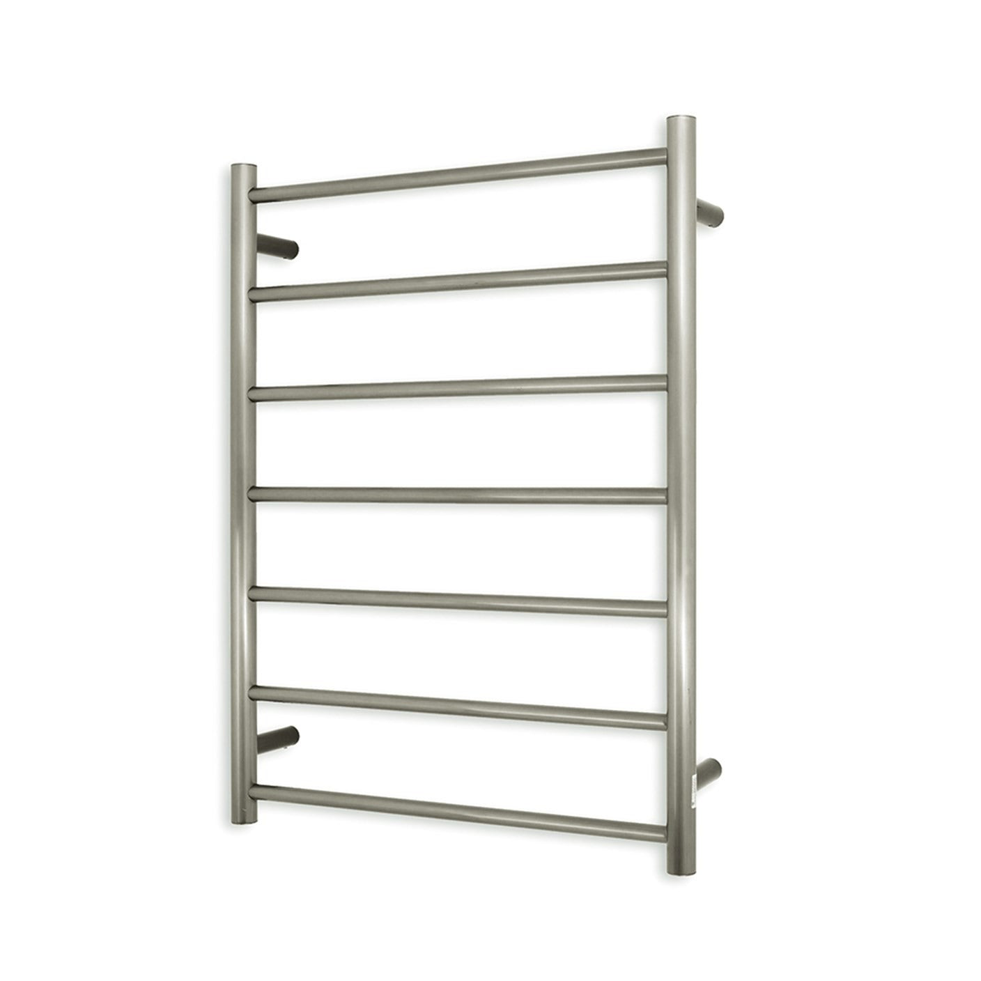 RADIANT HEATING 7-BARS ROUND HEATED TOWEL RAIL LOW VOLTAGE BRUSHED NICKEL 800MM