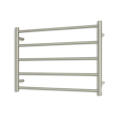 RADIANT HEATING 5-BARS ROUND LADDER HEATED TOWEL RAIL COOL BRUSHED NICKEL 750MM