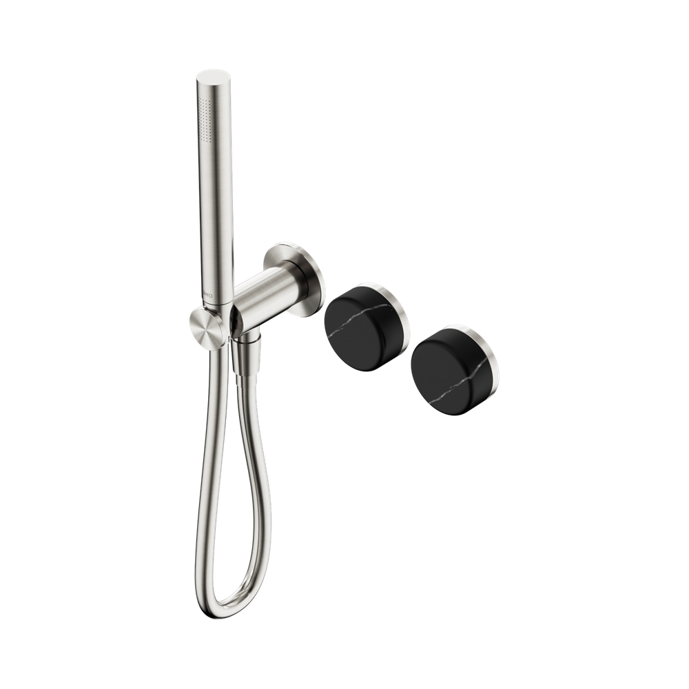 NERO SERENITY PROGRESSIVE SHOWER SYSTEM WITH MARQUINA BLACK HANDLE AND SLIM SHOWER BRUSHED NICKEL