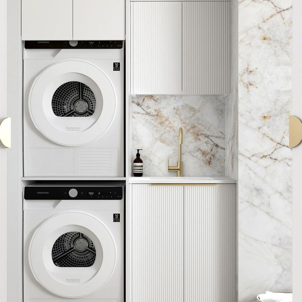 OTTI BONDI MATTE WHITE FLUTED 630MM BASE LAUNDRY CABINET