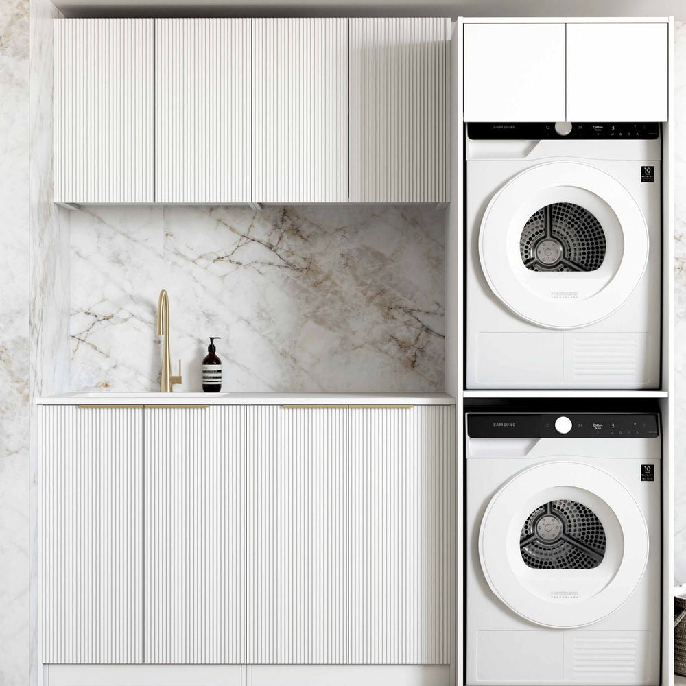 OTTI BONDI MATTE WHITE FLUTED 630MM BASE LAUNDRY CABINET