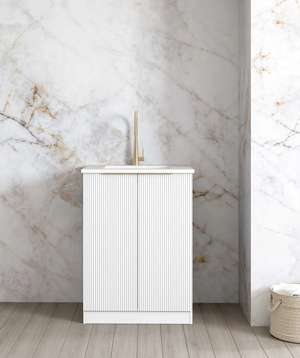 OTTI BONDI MATTE WHITE FLUTED 630MM BASE LAUNDRY CABINET