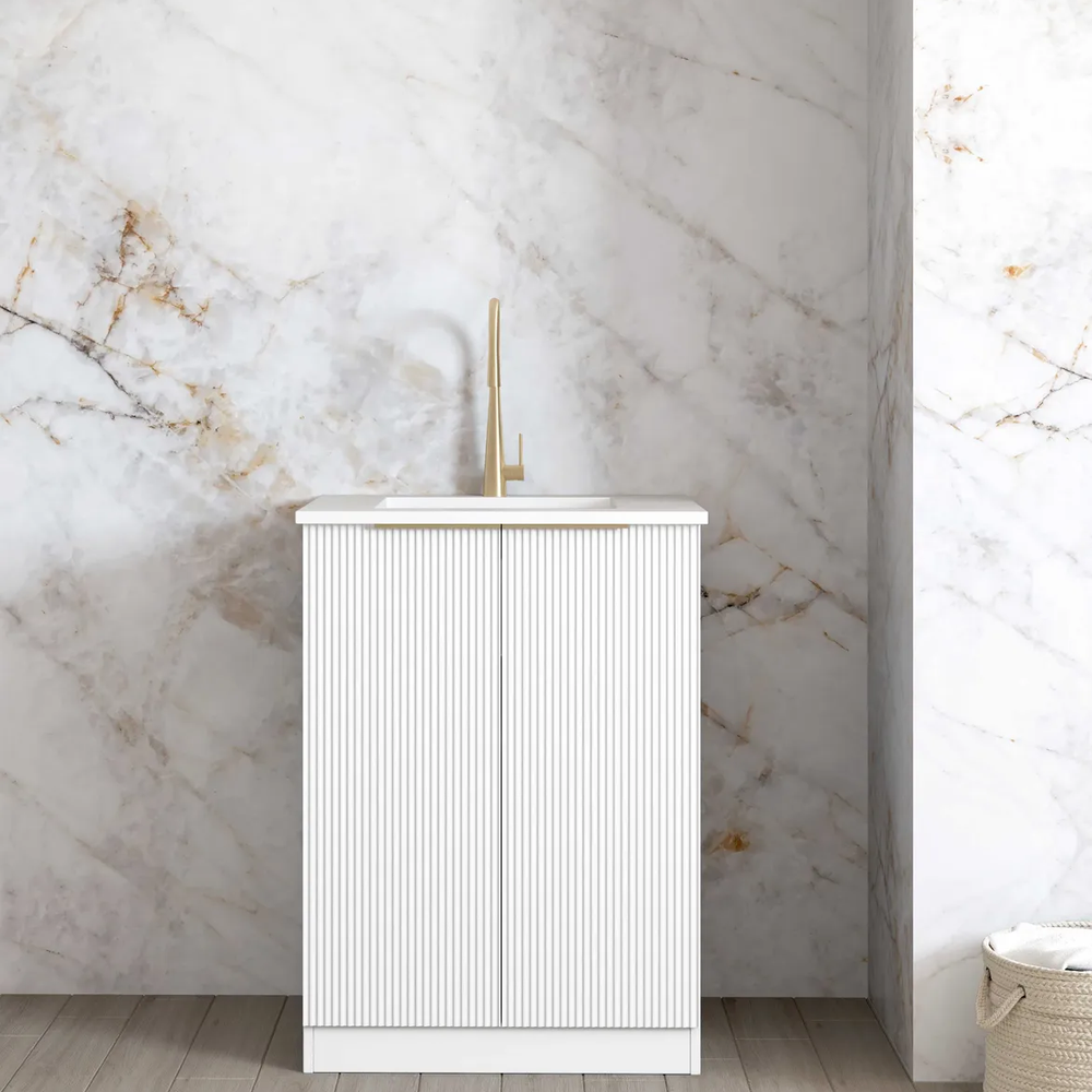 OTTI BONDI MATTE WHITE FLUTED 630MM BASE LAUNDRY CABINET