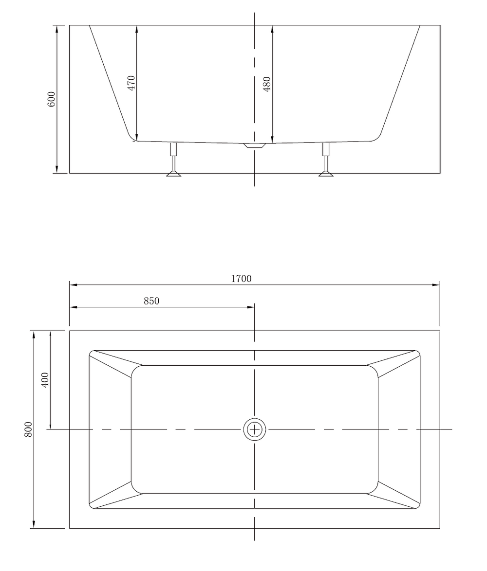 BROADWAY ATAUD FREESTANDING SPA BATH GLOSS WHITE (AVAILABLE IN 1500MM AND 1700MM) WITH 12-JETS