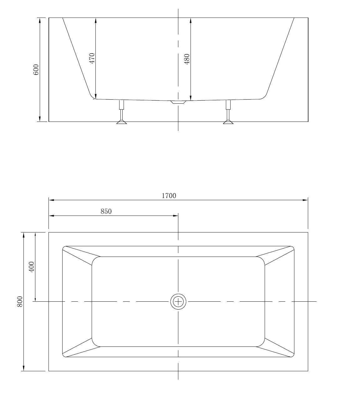 BROADWAY ATAUD FREESTANDING SPA BATH GLOSS WHITE (AVAILABLE IN 1500MM AND 1700MM) WITH 12-JETS