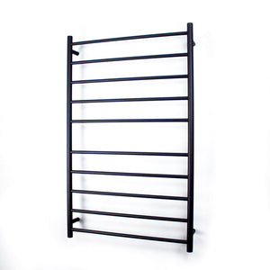 RADIANT HEATING 10-BARS ROUND HEATED TOWEL RAIL MATTE BLACK 750MM