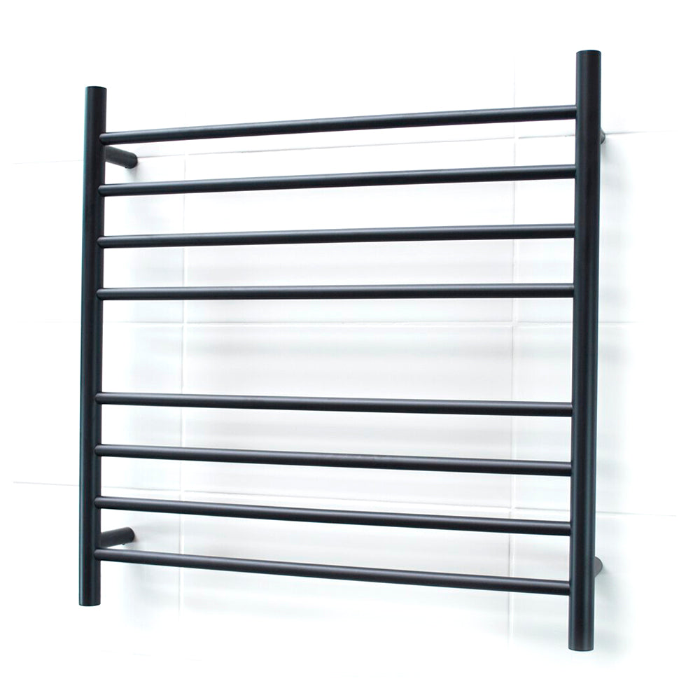 RADIANT HEATING 8-BARS ROUND HEATED TOWEL RAIL MATTE BLACK 125WATTS 750MM