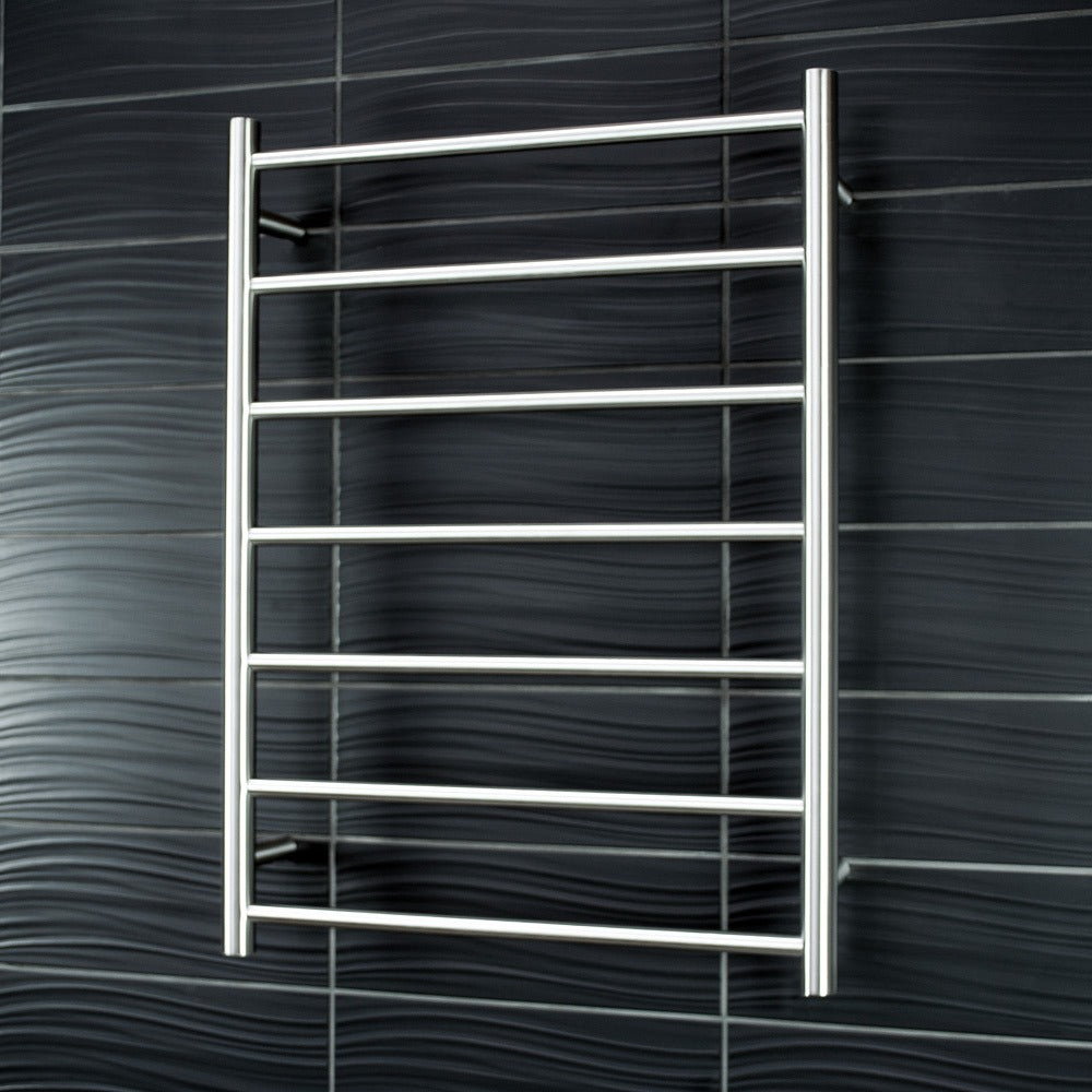 RADIANT HEATING 7-BARS ROUND HEATED TOWEL RAIL LOW VOLTAGE MATTE BLACK 600MM