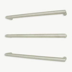RADIANT HEATING LOW VOLTAGE SINGLE ROUND HEATED TOWEL RAIL BRUSHED SATIN (AVAILABLE IN 650MM AND 800MM)